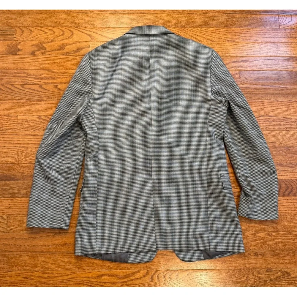 Brooks Brothers Regent Fit Blazer Jacket Mens 40R Gray Blue Houndstooth Check